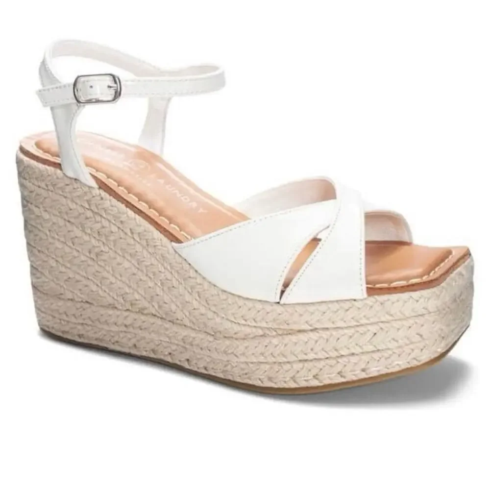 Chinese Laundry New White Niamh Platform Espadrille Square Toe Wedge Size 6.5